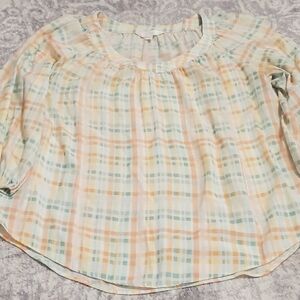 LC Lauren Conrad Multicolor Plaid Blouse